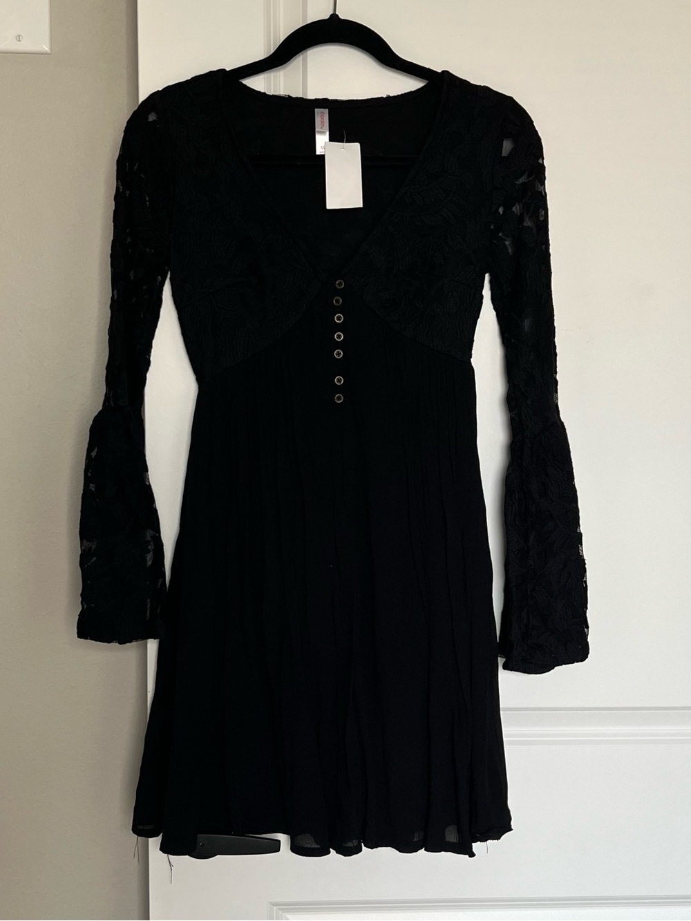 Xhilaration Black Lace Bell Sleeve Dress